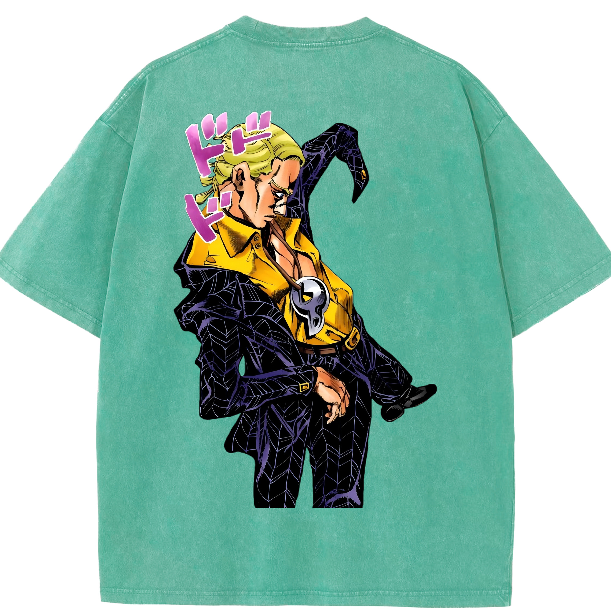 （画像用） ジョジョの奇妙な冒険 プロシュート JoJo's Bizarre Adventure Prosciutto 綿100% ヴィンテージ風 半袖Tシャツ（背面プリント）